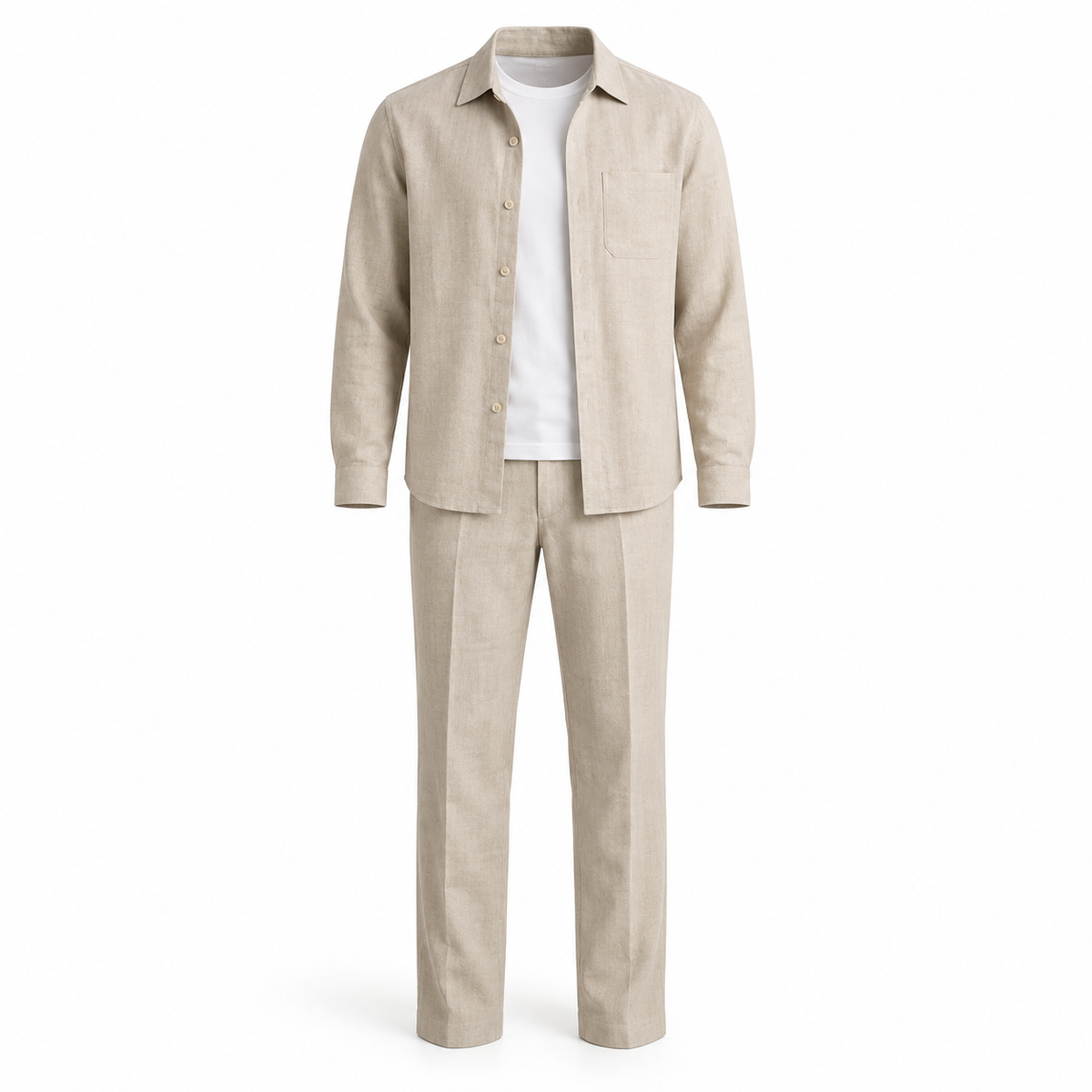 Signature linen overshirt and tailored trousers set