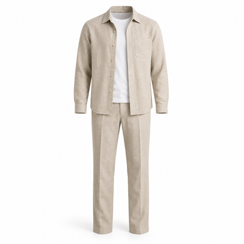 Signature linen overshirt and tailored trousers set